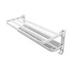 Foldable Towel Shelf with Hooks Towel Bars Punch Free Integrated Wall Mounted Space Aluminum Bathroom Towel Rack