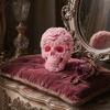 3D-gedruckte Rosen-Schädel-Figur, Langlebige Kunststoff-Gothic-Schädel-Blumen-Skulptur mit Detaillierter Blütenblatt- und Knochenstruktur, Mattes Finish Halloween-Dekoration Geschenk