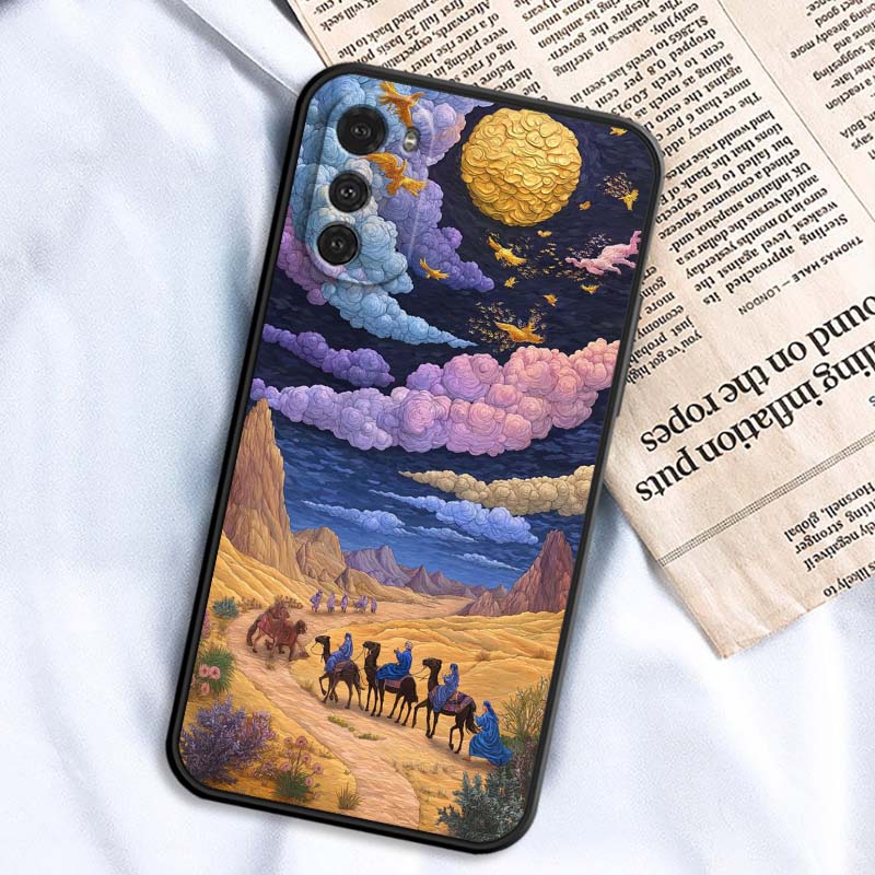 Creative Landscape Patterns For Motorola G85 Edge 50 G24 G35 G14 G04 40 G72 G34 G G54 G13 G32 5G Black Phone Case
