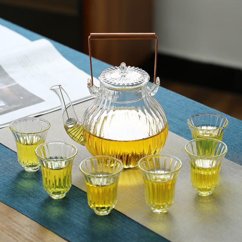 

Chrysanthemum Petal Glass Teapot & Kettle Set