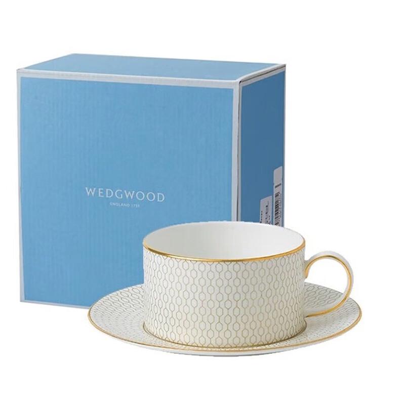 WEDGWOOD Gold Geometric Cup and Saucer Set