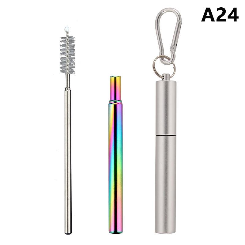 1/3Pcs Reusable Telescopic Straw 304 Stainless Steel Metal Straw With Cleaning Brush Portable Drinking Straw Set For Travel