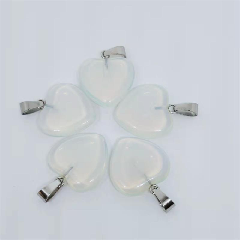 Heart-Shaped Natural Agate Pendant Necklace - 20mm Crystal Stone