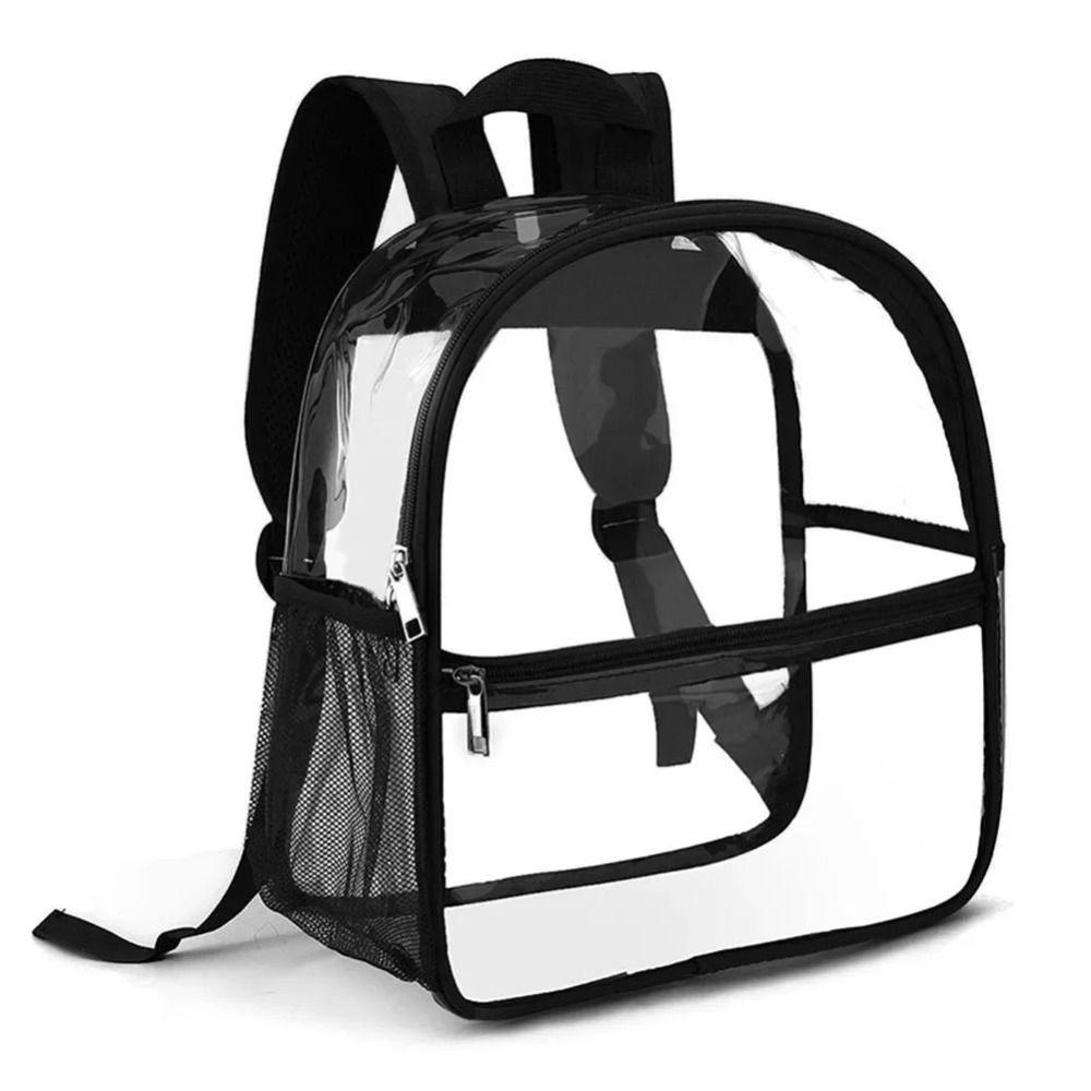 

PVC Clear Backpack Casual Waterproof Visible Knapsack Large Capacity with Adjustable Straps School Storage Backbags for Stadium чёрный