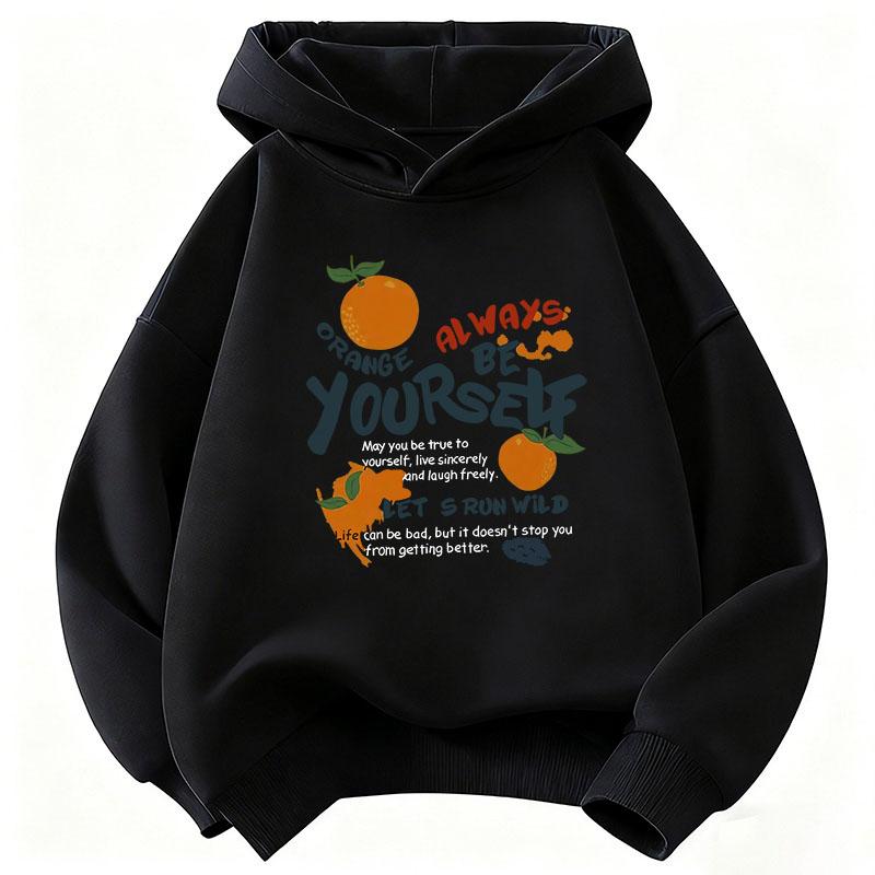 Funny Orange Harajuku Style Hoodie Kids Children's Sweatshirt Hoody for Boys Girls Casual Hoodies Hip Hop Clothes