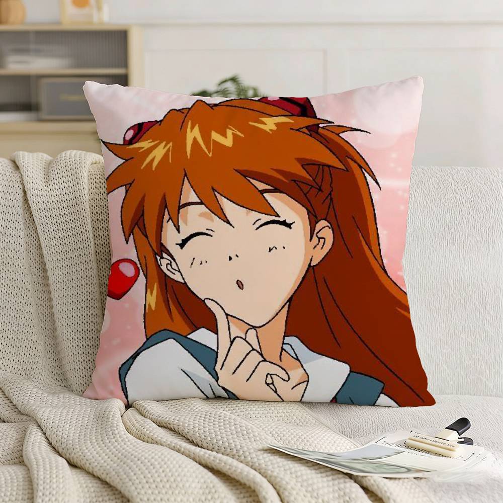Asuka Langley Soryu Asuka Anime Girl Pillow Case Pattern Printed Pillowcase For Living Room Sofa Cushion Cover