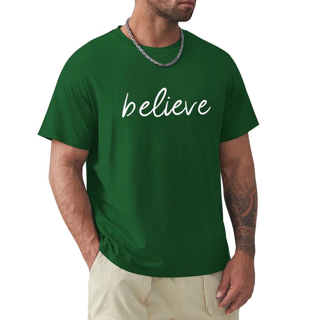 Believe T-Shirt Tees Custom T Shirt Anime Figures Aesthetic Clothing Mens Cotton T Shirts