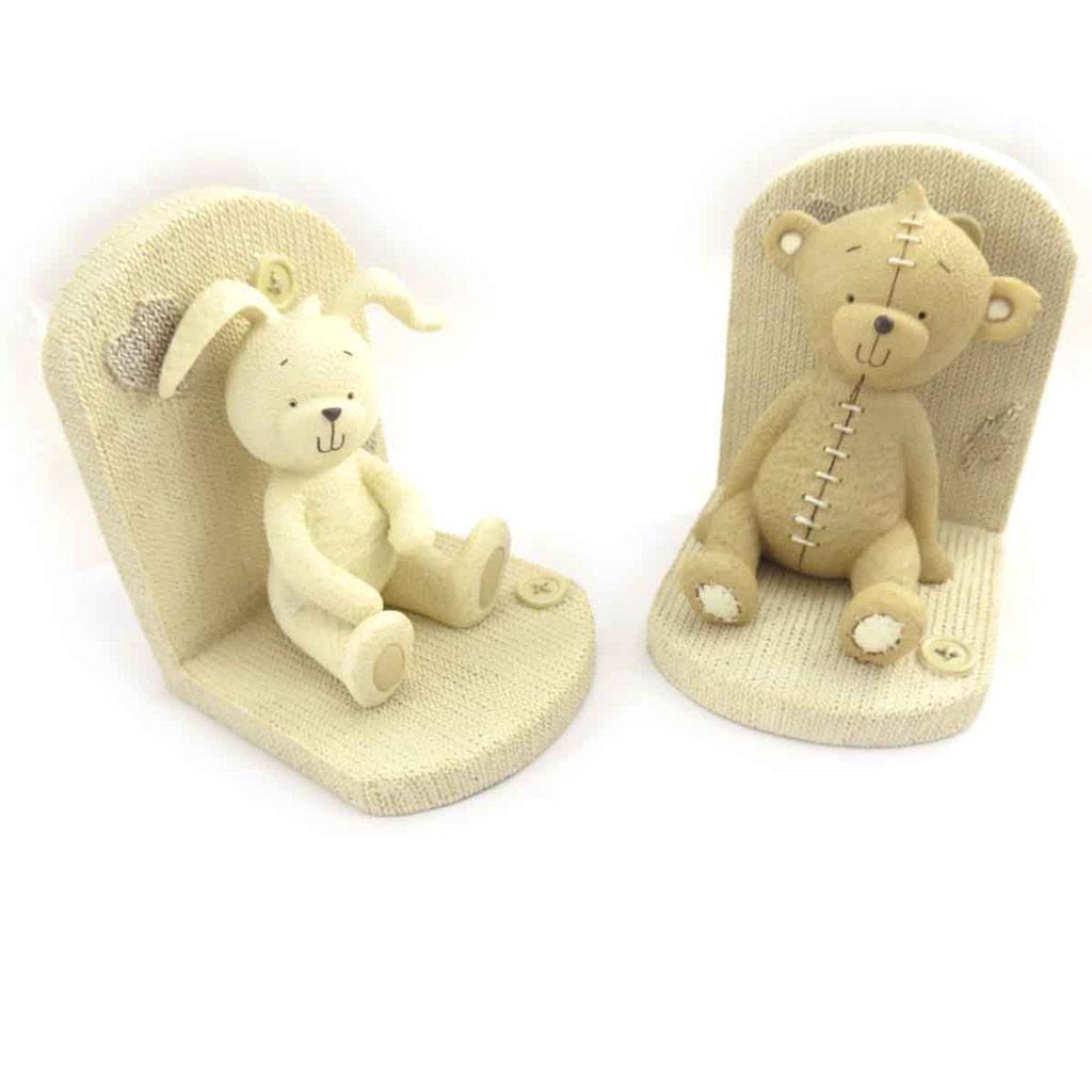 Les Trésors De Lily [J8385] - Paire de serre-livres 'Ours et Lapin' taupe beige