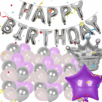 Aluminiumfolie Happy Birthday Ballons mit Krone Stern Gold Rosa Geburtstag Ballon Set Girlande Bogen Hintergrund Party Dekorationen