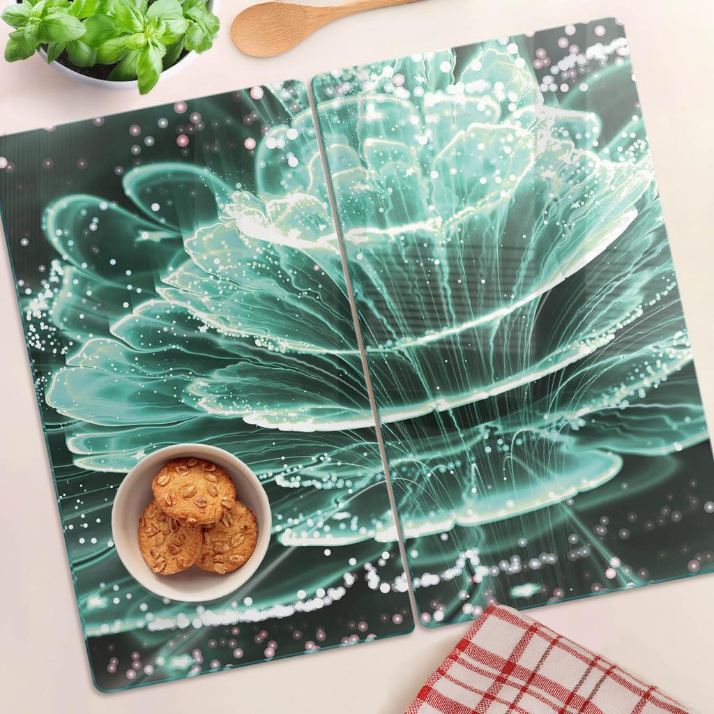 Hartowane Deski Kuchenne Szklane Z Grafiką Kwiat Fraktalny 2X30X52 Cm