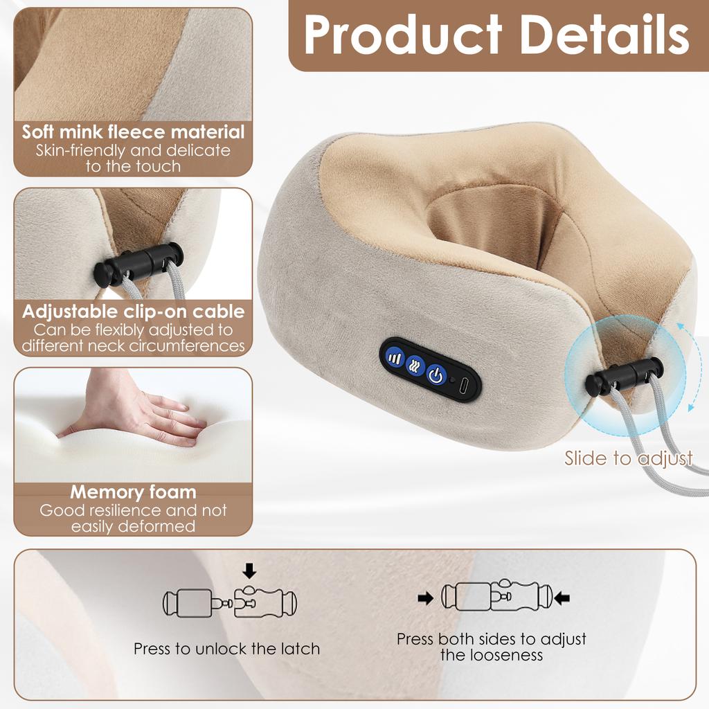 Electric Neck Massager Pillow 3D Kneading 3 Modes Neck Cervical Waist Leg Body Muscles Massage Travel Sleeping Pillows Support