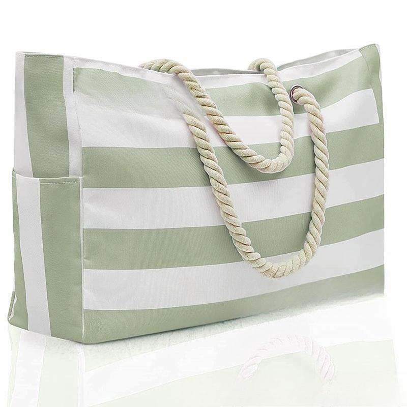 Borsa portaoggetti bohémien a righe Borsa da donna Grande capacità Borsa da spiaggia Borsa in tela Grande borsa a mano da spiaggia Robusta Robusta Robusta
