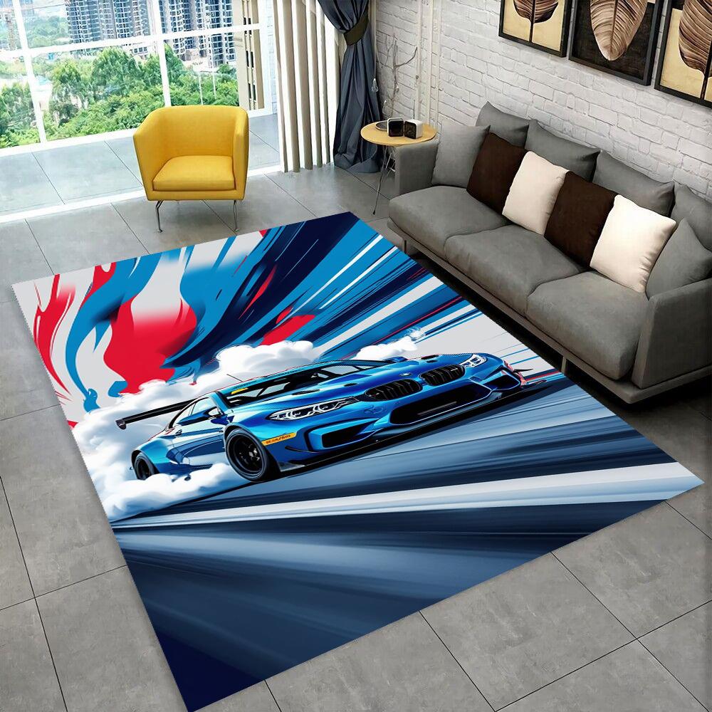 3D E36 Racing Car Motorcycle Rug Carpet for Living Room Bedroom Decor,kids Play Non-slip Decoration for Sofa Doormat Gift
