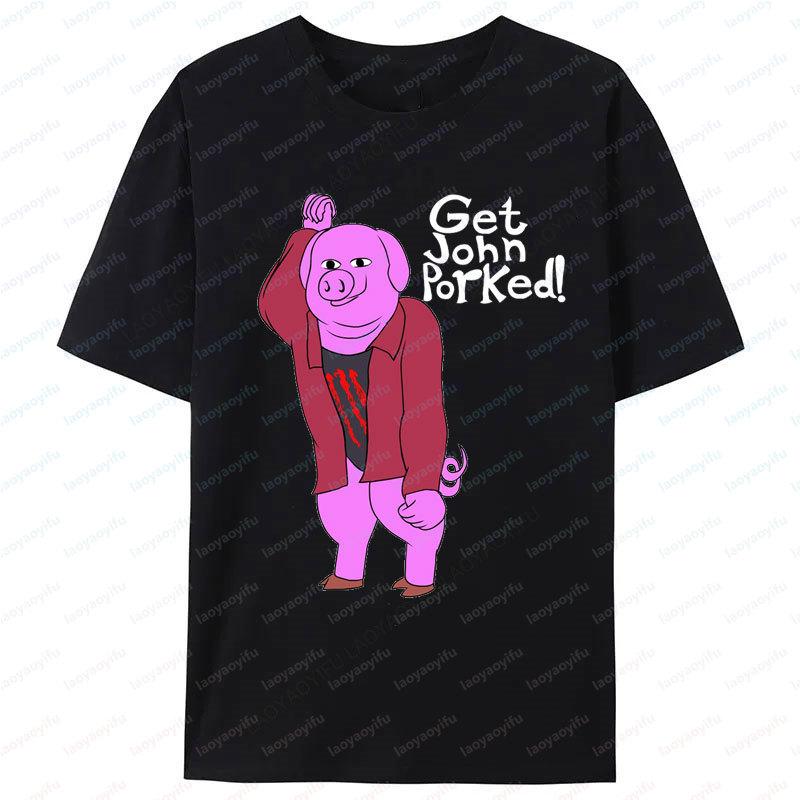 

John Pork Is Calling Casual Funny T Shirt Shor Sleeve Graphic T-shirts Polyester Men s Cheap Clothing Vintage Plus Size Tees 5XL різнокольоровий
