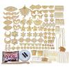 Felimore Handmade Accessories, Kanzashi (Japanese Hairpins), Earrings, and Metal Openwork Parts, Large Capacity Set (Gold)