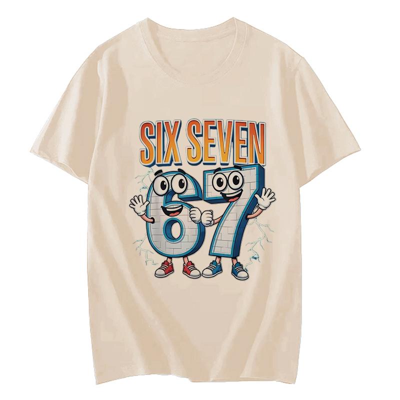 Funny Six Seven 67 Brainrot Print Fashion T Shirt Unisex Women Fashion Gaming Meme TShirt Y2k Casual Short Sleeve Tee Tops Clothes