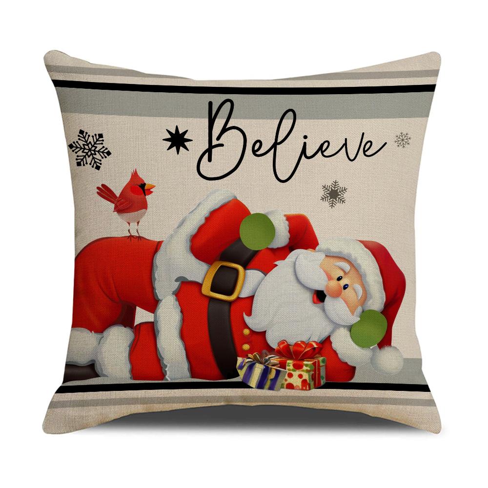 Santa Claus Pillowcase Polyester Home Sofa Decoration Pillow Festive Atmosphere Cushion Backrest