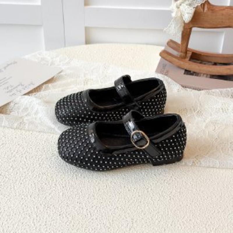 Girls Black Rhinestone Decor Mary Jane Shoes 26 чёрный
