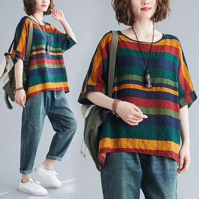 Zomermode 2023: Plus Size Vleermuismouwen Top voor Vrouwen, Losse Pasvorm, Afslankend Ontwerp, Leeftijdsverminderend. FlatStyle