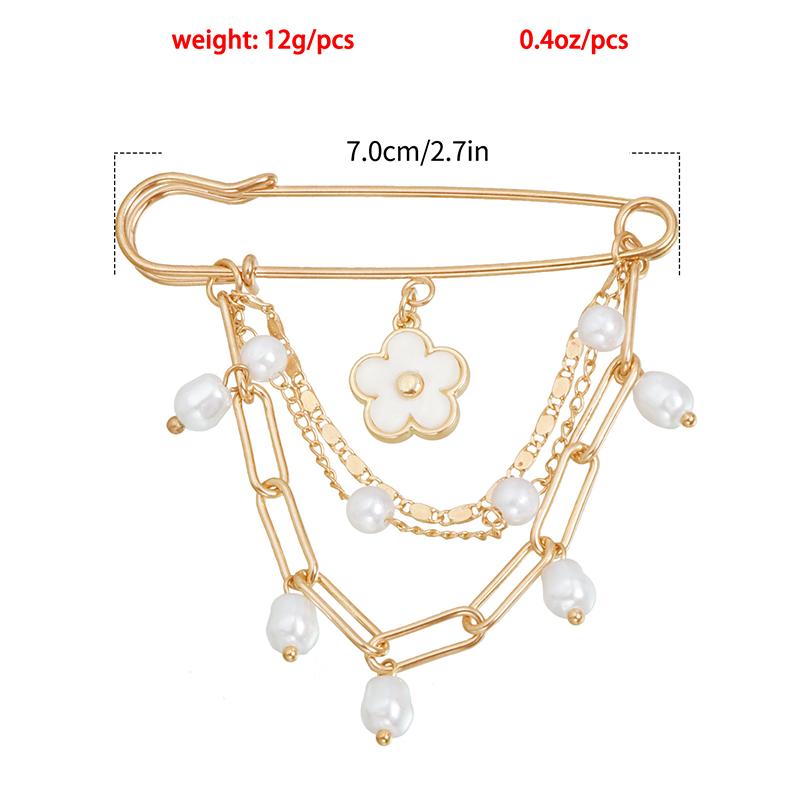 Elegant Pearl Chain Tassel Brooch Fashion Women Clothing Decor Accessories Jewelry Pin Pants Waist Adjust Pins Bag Pendant Gifts