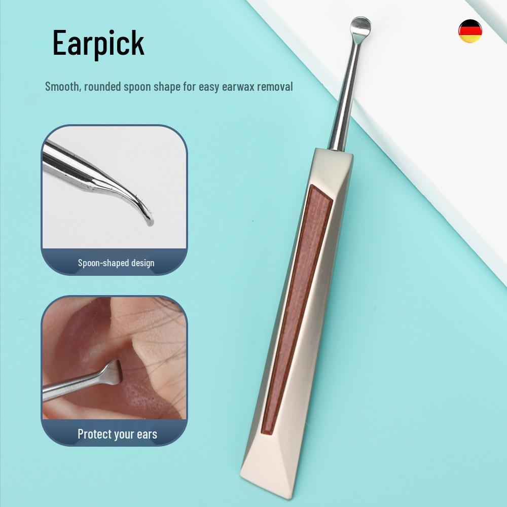 4-Piece Stainless Steel Grooming Set: Nail Clippers, Round Head Nose Hair Trimmer, Ear Pick, In a Gift Iron Box