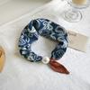Frühling Sommer Dünne Perlen Seiden Schals Magnetischer Verschluss Fauler Schal Damen Mädchen Süß Elegant Anhänger Schlüsselbein Kette Halstuch