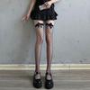 Women's Ultra-Thin Black Fishnet Stockings with Bow Lace – Sexy, Non-Slip Design