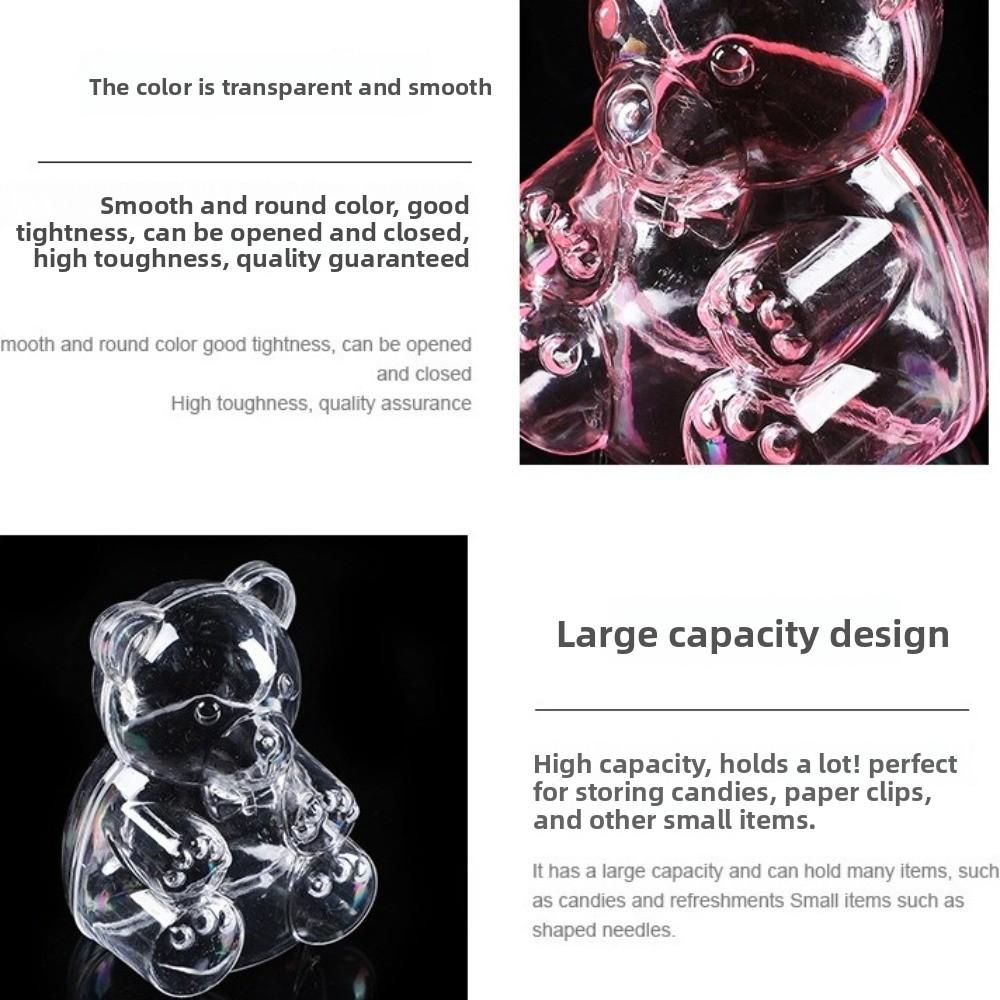 12PCS Large Gummy Bear Container Clear Reusable Bears Shaped Candy Holder Candy Storage Container Plastic Candy Boxes