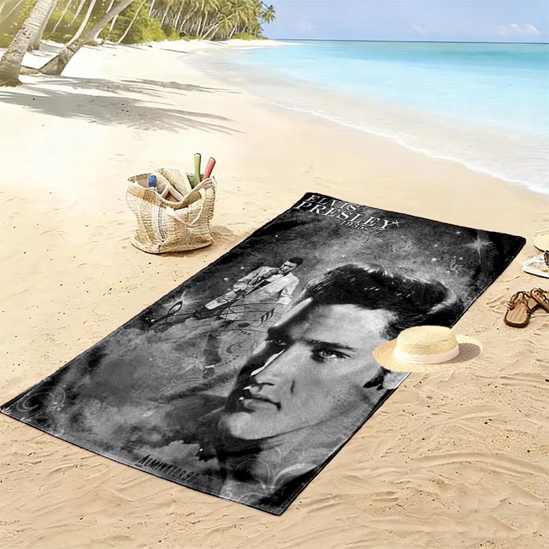 Music Elvis Print Beach Towel, Large Soft Quick Dry Towel for Beach Camping Swimming