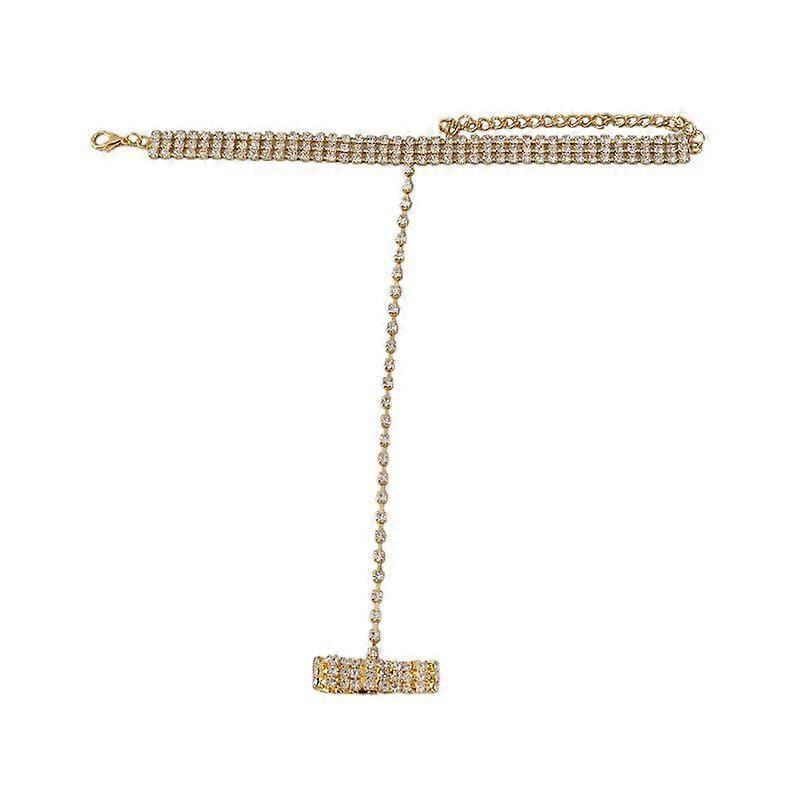Flashing Fashionable Rhinestone Ring Bracelet High-end Party Accessories Simple and Elegant Women's Hand Jewelry Silver
