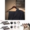 Wooden Clothes Hangers Set With Thickened Nonslip Design For Hotel And Closet Storage