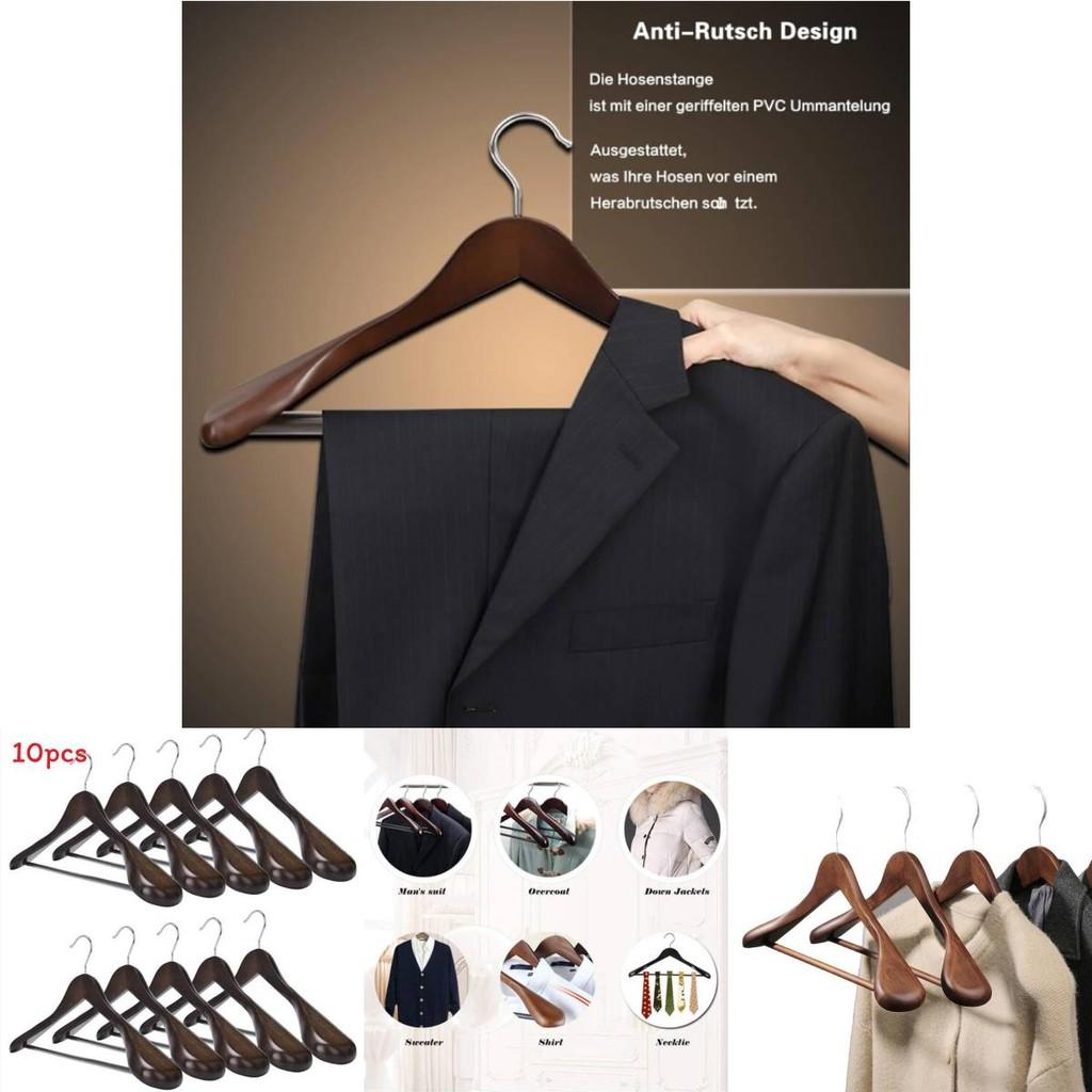 Wooden Clothes Hangers Set With Thickened Nonslip Design For Hotel And Closet Storage