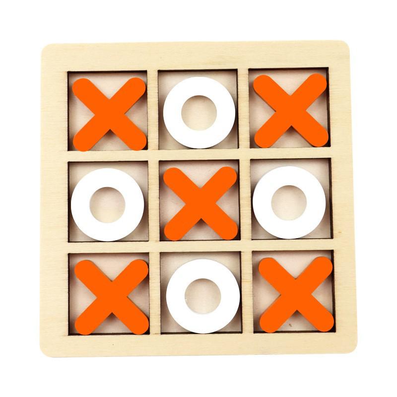 Gioco da tavolo in legno "Tris": Giocattolo di Pensiero Logico per Bambini, Attività Educativa e Interattiva Genitore-Figlio.