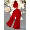 Off-the-Shoulder Seaside Holiday Slim Looking Straight-leg Fashion Suit