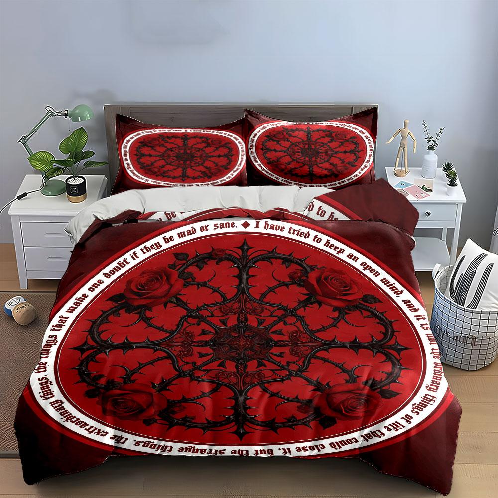 Rose Thorn Gothic Decor Set Soft Comfortable Duvet Cover Bedding Set Included 1*Duvet Cover & 2*Pillowcases, Gift