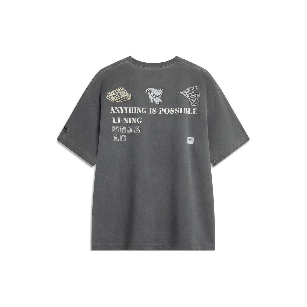 Li-Ning Loose Fit Round Neck Comfortable Short Sleeve T-Shirt Men Tops Black AHSUA29-2