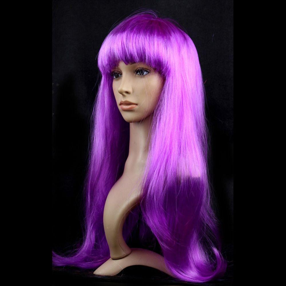 Women's Clothing Hot High Temperature Synthetic Line Thick Hair Masquerade Dazzle Long Hair Long Straight Wig Women's Bangs