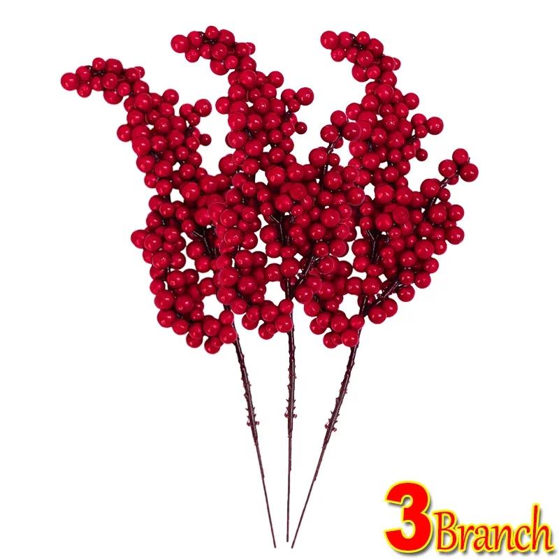 

20/1 шт. Рождественские красные ягоды, ветки, искусственные ягоды падуба, тычинки, растения, цветы, венок, украшения, рождественская елка, домашний декор About 22cm