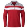 Men's Long Sleeve Striped Polo Shirts 1/4 Zip Cotton Patchwork Collared Shirt Casual Fashion Pullover Slim Fit Golf Shirt