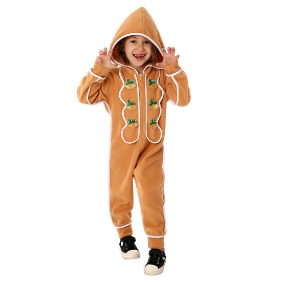 Christmas Onesie Costume for Kids Gingerbread Man/Santa/Green Elf Cosplay Outfit