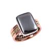 Natural Gunmetal Gemstone 925 Solid Sterling Silver Gift Two Tone Ring S.7 R5r25