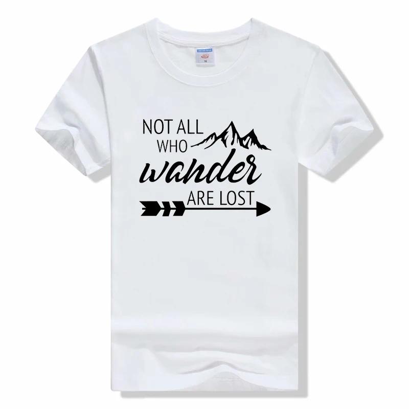 Nie wszyscy, którzy błądzą, są zagubieni t-shirt moda outdoorowe codzienne topy koszulki Nadrukowana bawełna z krótkim rękawem okrągły dekolt Nadrukowana koszulka