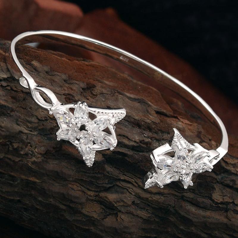 Bangle Crystal Stone Cubic Zirconia Elf Princess 925 Sterling Silver Charm Bracelet Movie Jewelry Women Gift