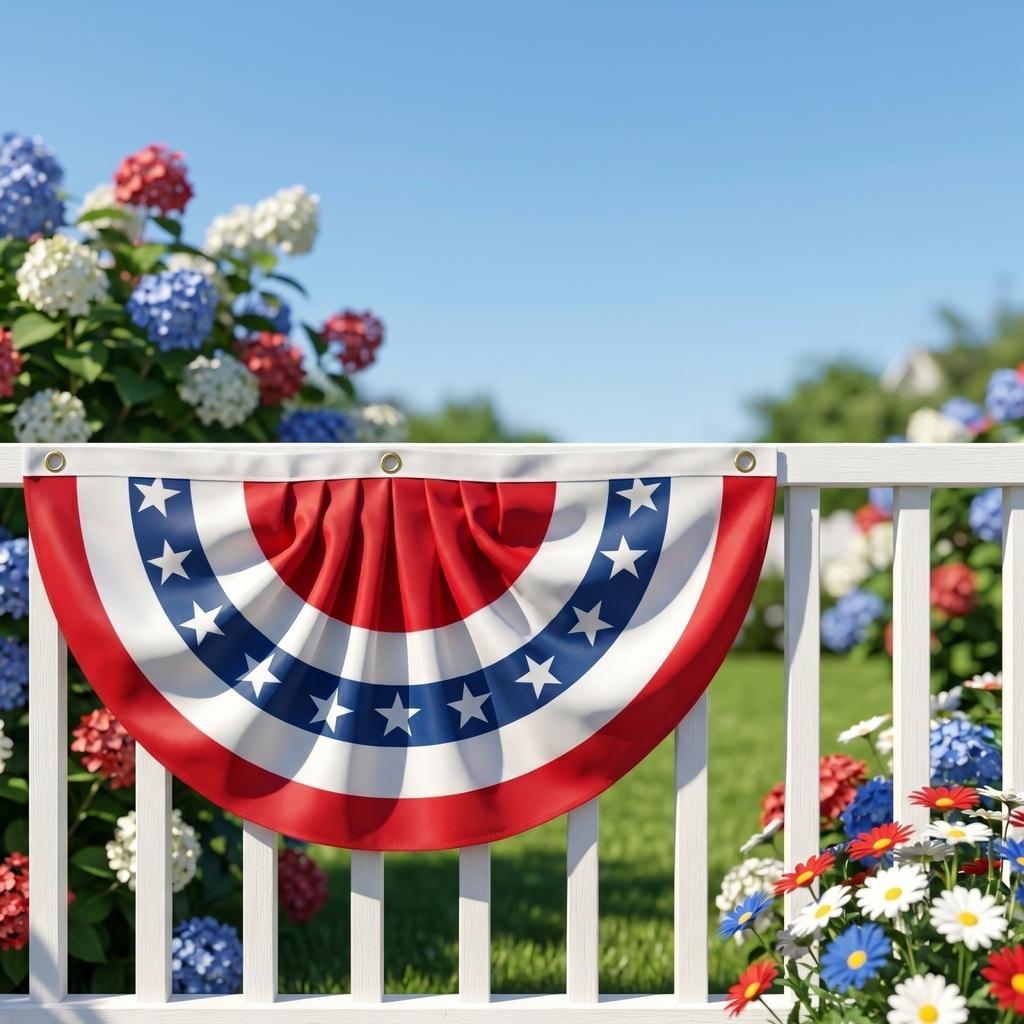 Fan Shaped Polyester Banner Festival Hanging Flag Yard Party Layout Ornament