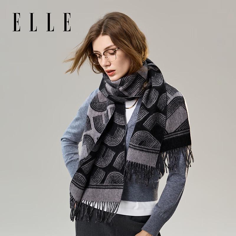ELLE Women's 100% Pure Wool Double-Sided Scarf