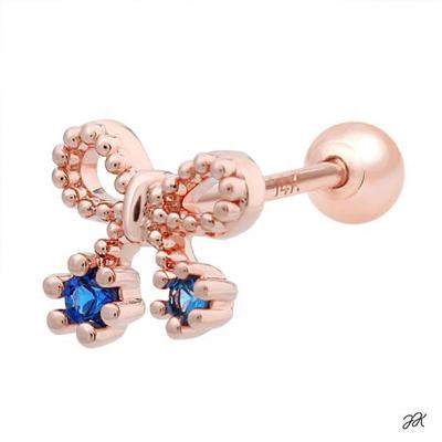 Blue Ribbon 14K Gold Needle Rose Gold Cubic Piercing (S8539257)