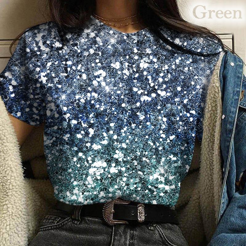 New Color Glitter Pattern 3d Print T-shirt Unisex Casual Sround Neck T Shirt