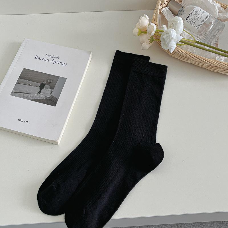 Miu Stacking Socks Children'S Gray Medium Tube Socks Spring And Summer Thin Solid Color Versatile Cotton Socks Summer Stockings Women'S Stockings