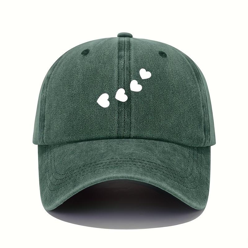 Baseball Cap with Heart-shaped Print Suitable for Women, Adjustable Sun Protection Cap, All Season Casual Sports Cap