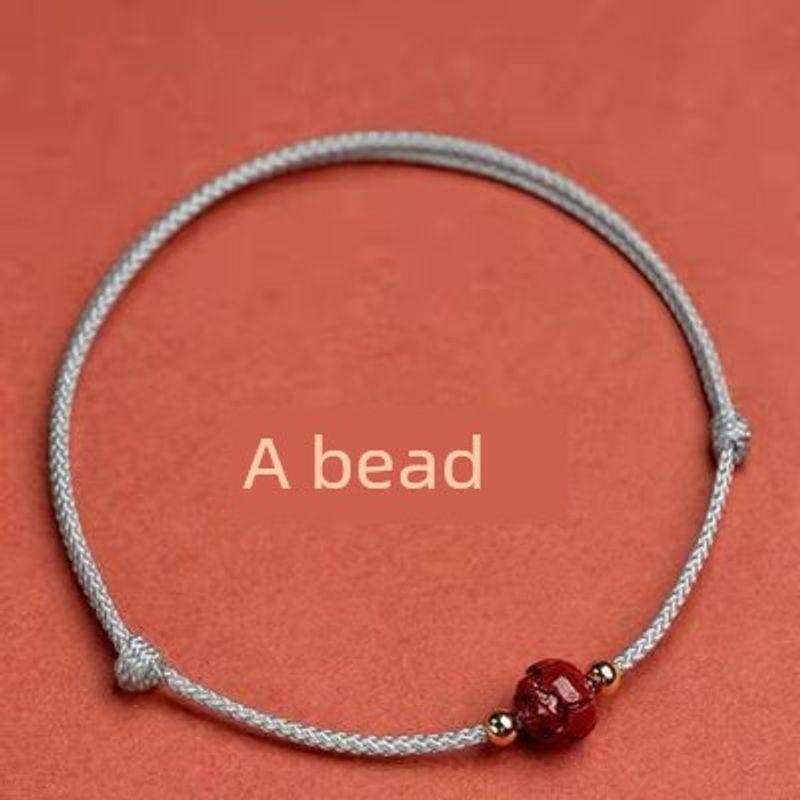 

Красная веревка сокровище подвеска киноварь женское плетение лотос Elegance Gray-single bead-adjustable